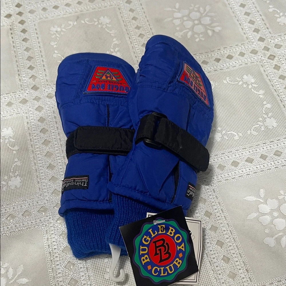 Bugle Boy Blue Thermal Insulated Kids Mittens Gloves Size 4-7